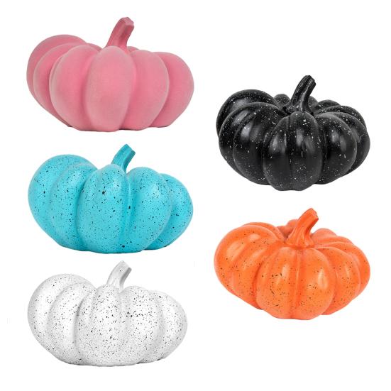 Halloween Pumpkin Ornaments, Resin Delicate Texture Stable Sculpture, Spotted Textured Accents, for TV Cabinet Wine Cabinet Table Decor