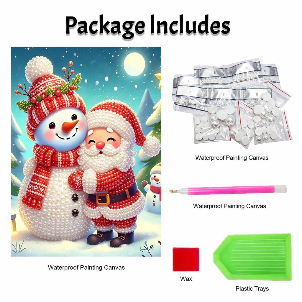 Christmas Snowman and Santa Claus Pearl Painting Art Painting Kit Handmade Diy Home Decoration Painting