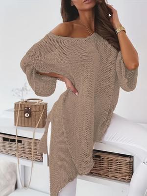 Plus Size Pullover mit V-Ausschnitt und Glockenärmeln für Damen