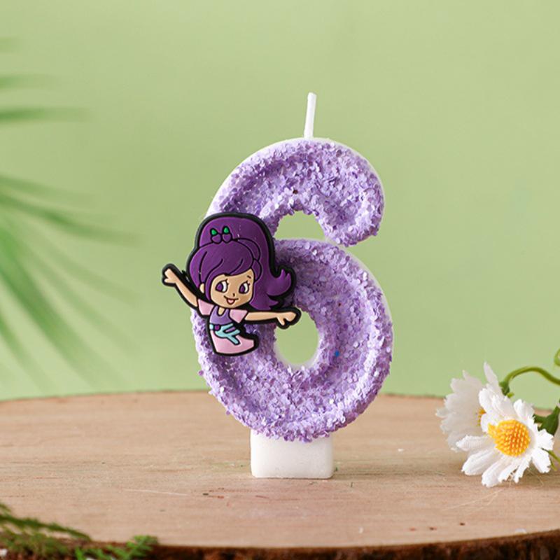 

Purple Haired Princess Birthday Candle Set - Kids Party Cake Decorations