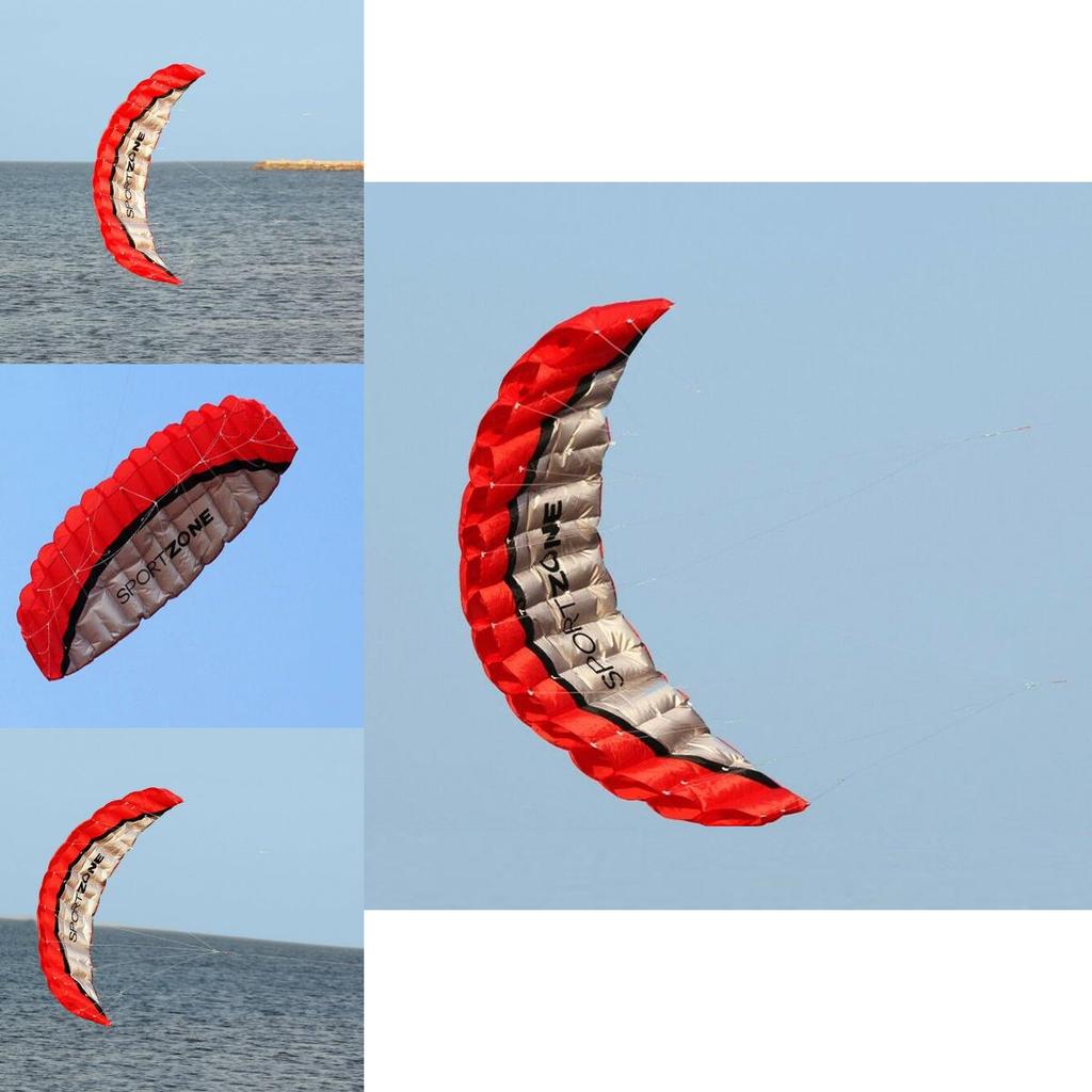 2,5 m Doppelleiner Parafoil Fallschirm Stunt Sport Strand Outdoor Spielzeug Roter Drachen mit hochwertigem kariertem Stoff**