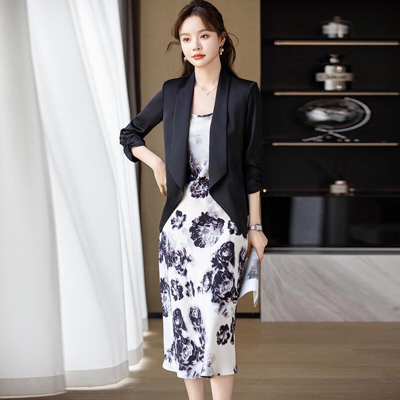 Teluoman Women's Seven-Quarter Sleeve Blazer Jacket