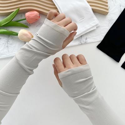 Mangas de Proteção Solar de Cor Sólida de Verão Femininas Mangas de Gelo Proteção UV Luvas Soltas para Exterior Finas Respiráveis
