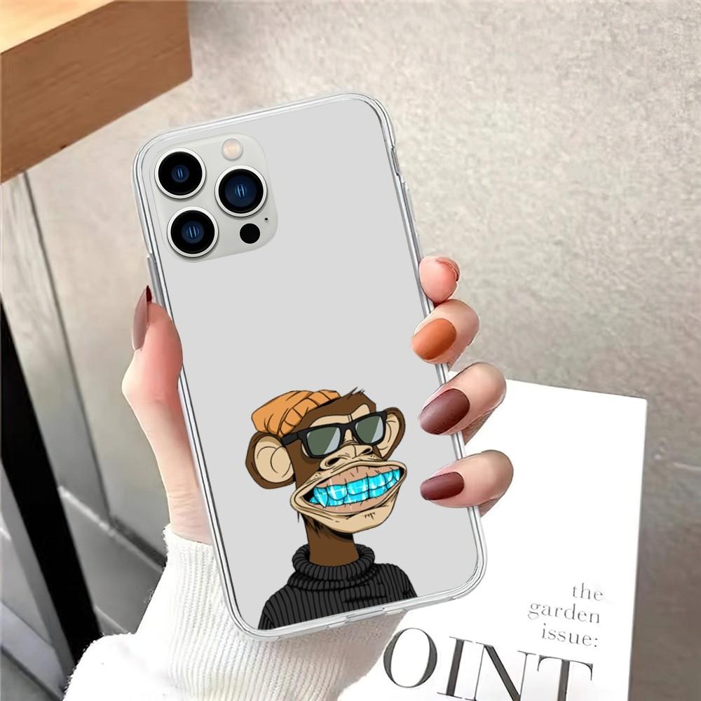 

Чехол для телефона Bored Ape Yacht Club с изображением обезьяны для iPhone 15 12 Mini 13 14 Pro XS Max X 11pro Max SE XR, прозрачный чехол iPhone11