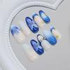 Three-dimensional sea blue smudged ice flower pearl starfish ripple sweet fashion European and American style removable nail art pieces 30 pieces