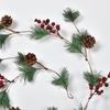 5.9ft Xmas Artificial Garland with Pine Cones Berries Faux Garland Home Decoration for Winter Holiday Party Decor