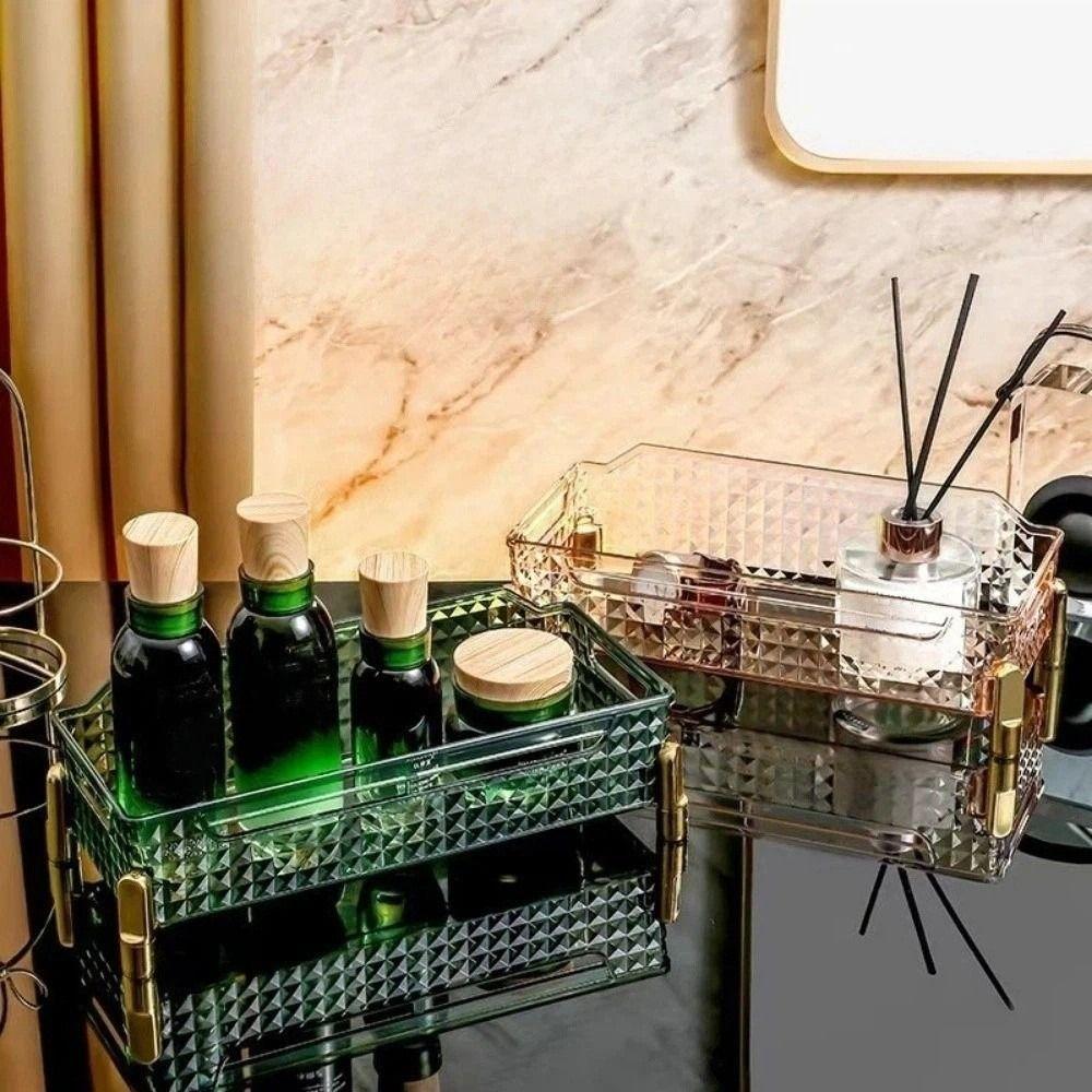 Luxury Makeup Holder Transparent Storage Rack Multi-functional Storage Tray  Living Room Decor