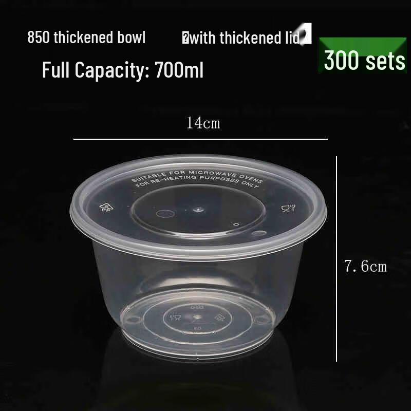 

Disposable Food Grade Plastic Bowls with Lids, 700ml