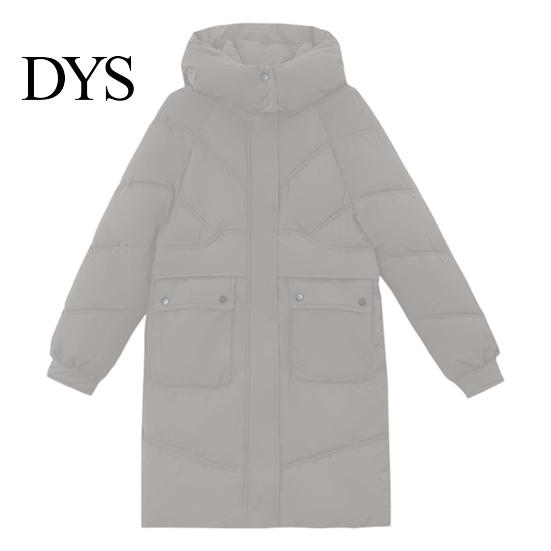 Winter Cotton Coat Down Neck Protection Stand Collar Padded Hooded with Pockets Jacket Zip-up Parka Windproof Heat Retention Daily Cold Weather