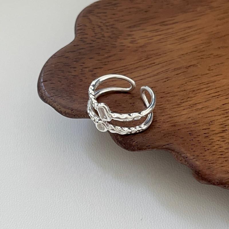 925 Sterlingsilber Unregelmäßiger Edelstein Damen Luxus Zeigefingerring - Nicht Verblassend, Verstellbar, Leichtes Nischendesign.