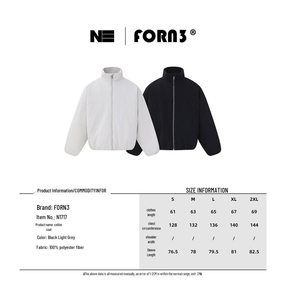 FORN3 Herren Trendige Stehkragen Winterjacke N1717 - Warm, Locker geschnitten, Arbeitskleidungs-Stil.