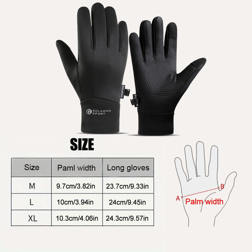 Winter Warm Compatible Full Finger Gloves Men's and Women's Black Anti Slip Thick Gloves Outdoor Cycling Windproof Lining Gloves
