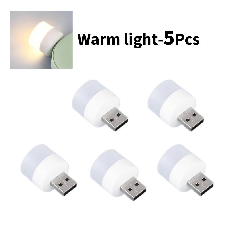 5pcs Mini USB Plug Lamp LED Night Light Eye Protection Reading Lamp Computer Mobile Power Charging USB Small Round Night Light