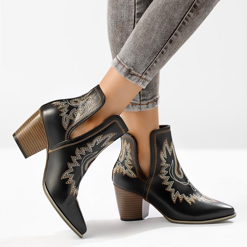 

Модные Ретро Женские Сапоги Вышитые Цветами Ковбойские Сапоги Платформа Зимняя Теплая Обувь Ботильоны Повседневная Обувь Botas Mujer Удобная Обувь 41