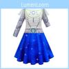 Fantasia de Halloween Zumbi3 Vestido com Peruca e Capa Conjunto para Crianças Meninas