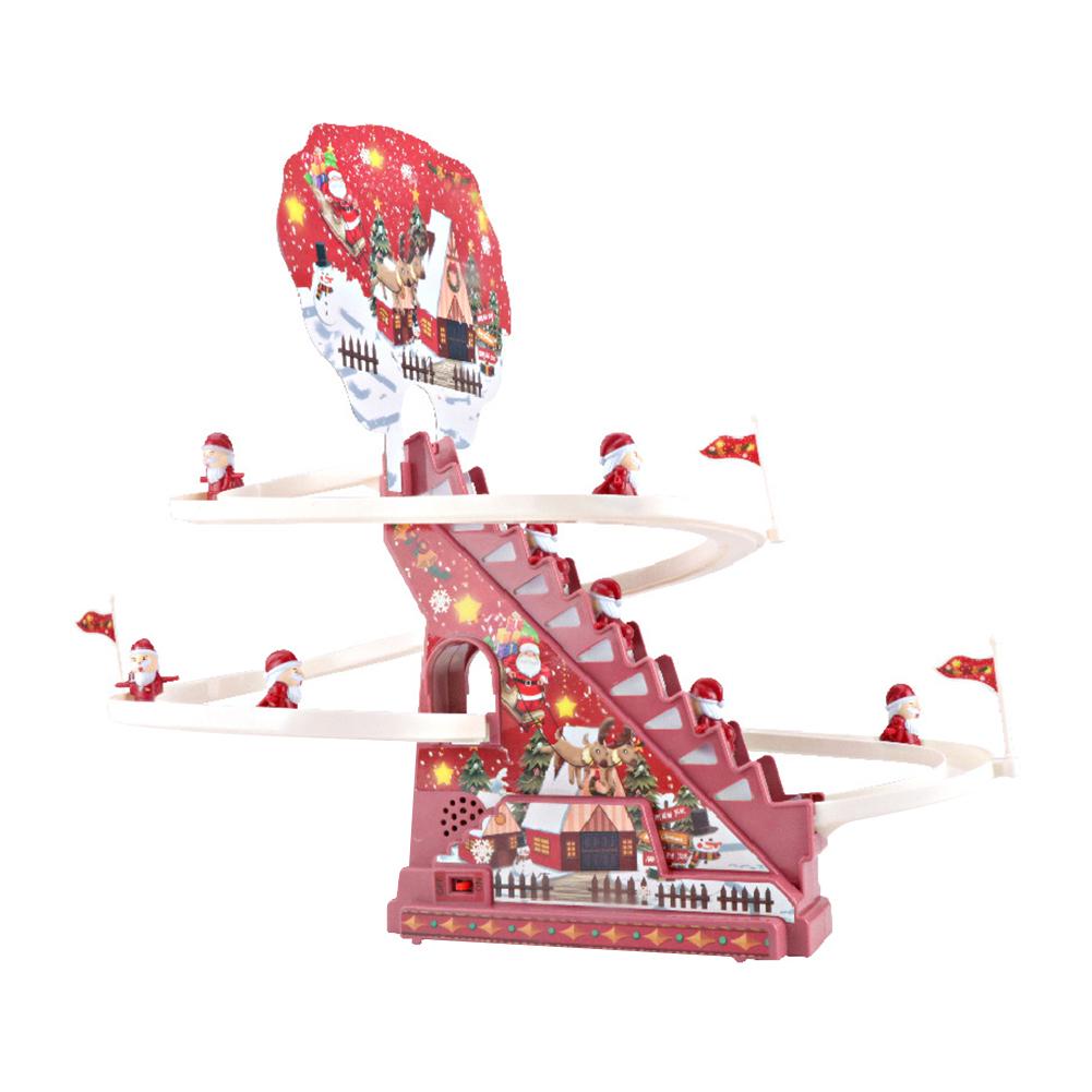 Noel Dekor Hediyesi Noel Baba Bebek Merdiven Tırmanma Pisti Elektrikli Küçük Sarı Ördek Domuz Yavrusu Eğitici Oyuncaklar Hafif Müzikli