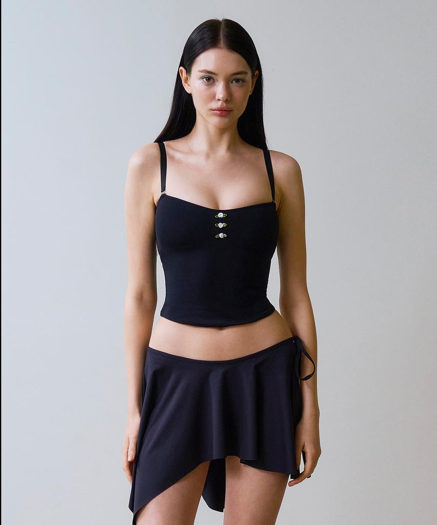 VINAJ Asymmetrical Ruffle Skirt Cover-Up (Black)