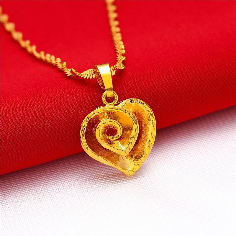 Elegant Gold Plated Alloy Pendant Necklace Women Water Wave Chain Minimalist Floral Geometric Design Locket 21-50cm