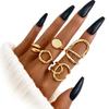Exaggerated Personality Golden Lava Line Irregular Waterdrop Smooth Surface Ring Set