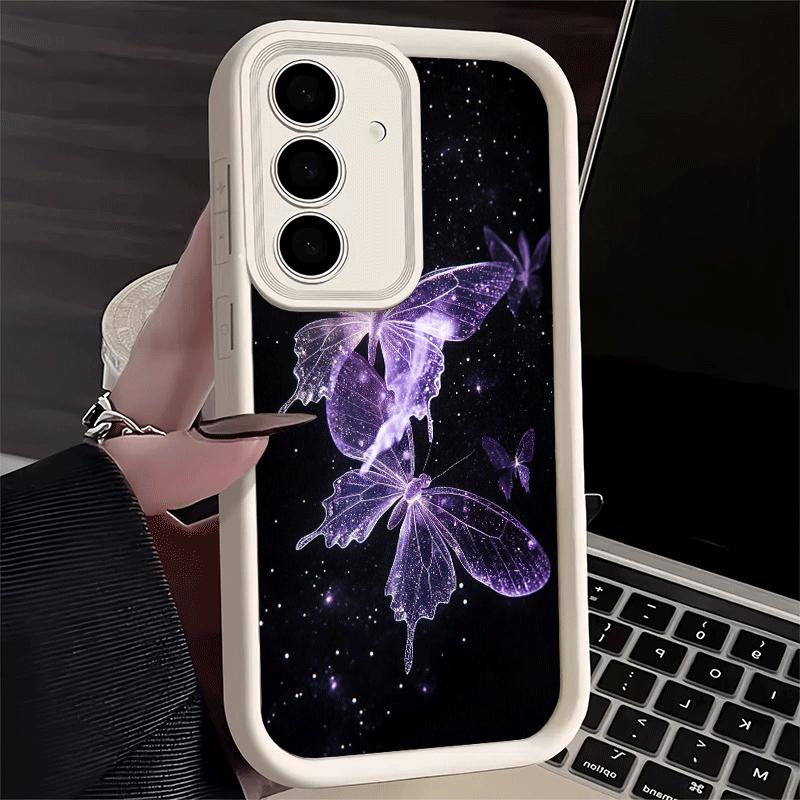 Phone Case for Samsung Galaxy A17 A16 A15 A14 A13 Beautiful Purple Butterfly A56 A36 A26 A55 A35 A25 A54 A34 A24 A53 A33 A23 A07
