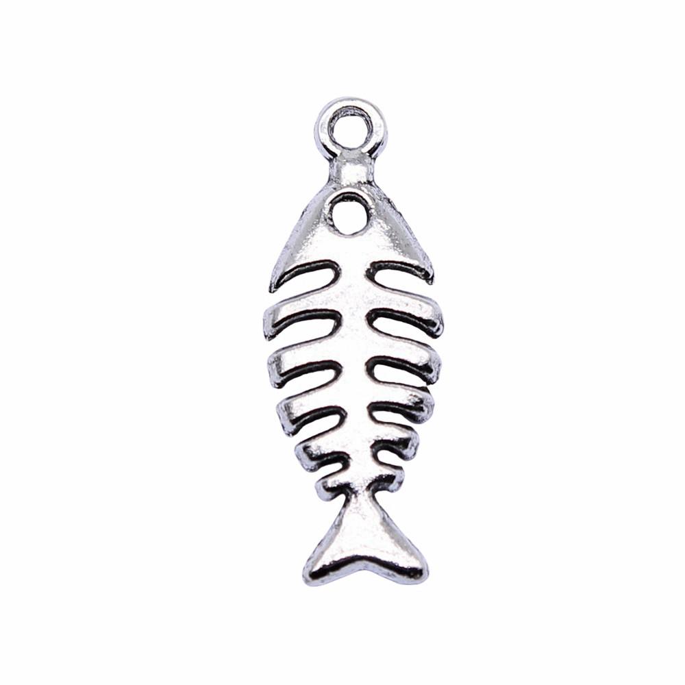 Fish Bone Charms Multi Color Alloy Pendants For Ocean Themed DIY Jewelry Accessories