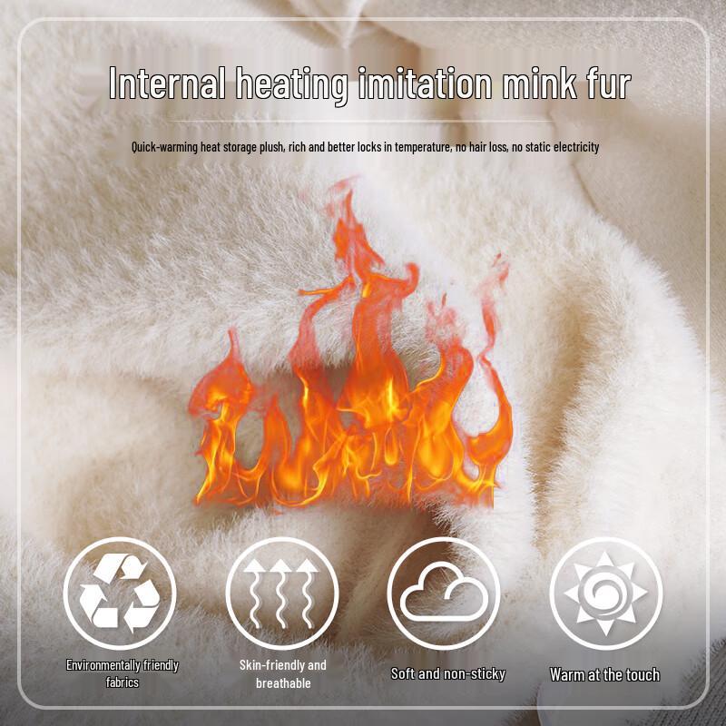 Mao Ren Damen Strickpullover mit Plüschfutter und halbhohem Kragen