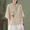 Spring Summer Embroidery Women Clothing Shirt Blouse Loose Elegant Top Vintage