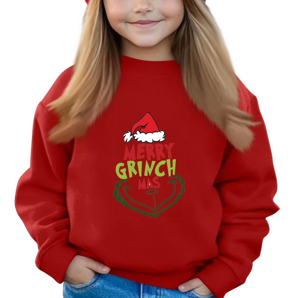 Christmas Day Girls Round Neck Pullovers For Kids Printed Baby Tops