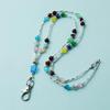 Crystal Stone Lanyard Necklace with Easy-Pull Buckle for ID and Keys