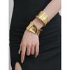 Easiest for Match Retro Opening Stylish Glossy Staggered Gold Bracelet Personalized Minority Elegant Wide Side Simplicity Fashion Bracelet