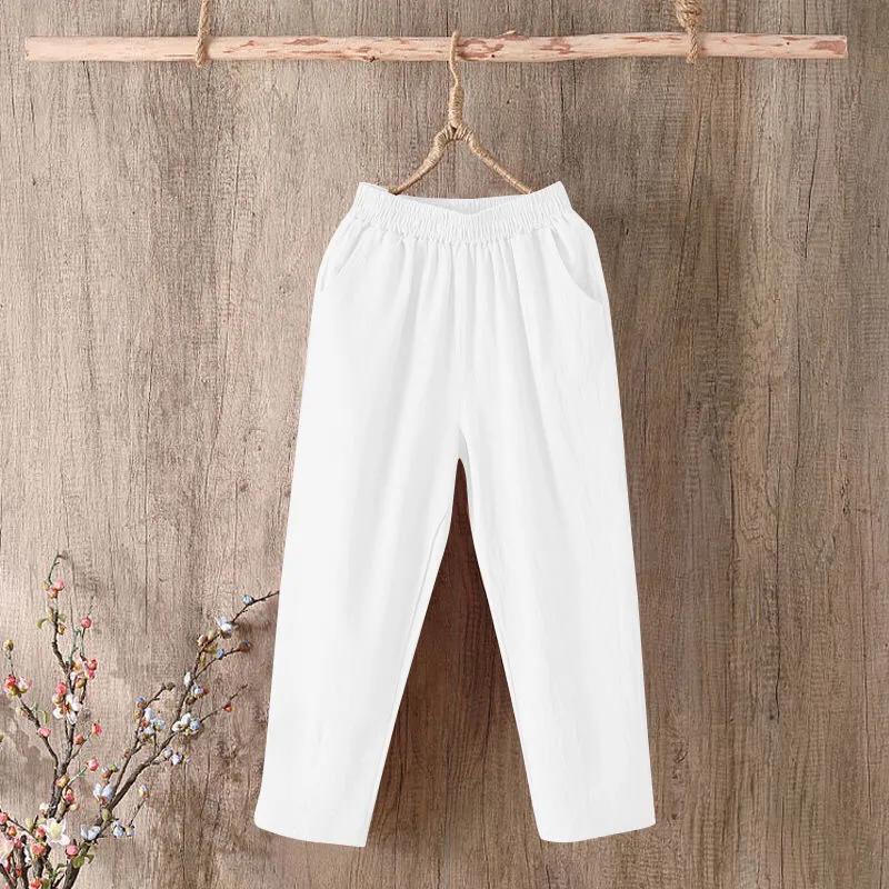 

Летние офисные женские простые карманные однотонные прямые женские повседневные брюки с высокой талией S белый