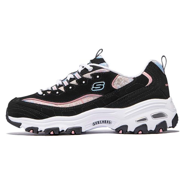 Skechers D LITES 1.0 Women Black Pink Blue Low Top Dad Shoes 149793-BKMT 36