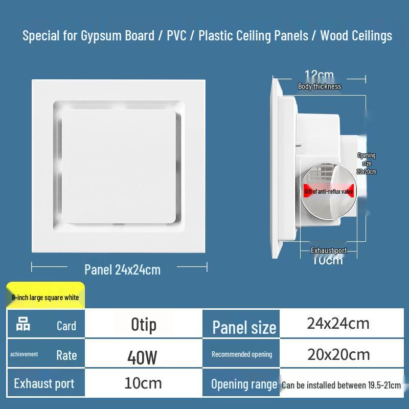 Chess & Card Room Ventilation Fan: Powerful, Silent Ceiling-Mounted Exhaust for Kitchen & Bathroom