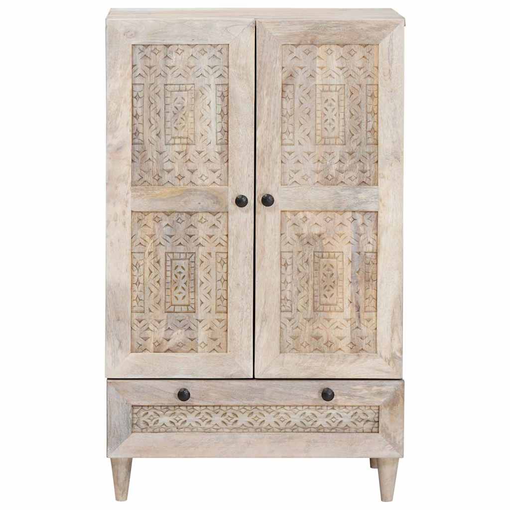 Highboard White 60 x 33 x 100 cm Solid Mango Wood