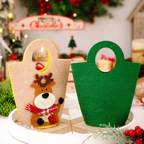 Christmas Gift Bags with Handles Santa Reindeer Snowman Holiday Tote Bag Thick Non-Woven Handbag Party Favor Bags for Kids Holiday Events