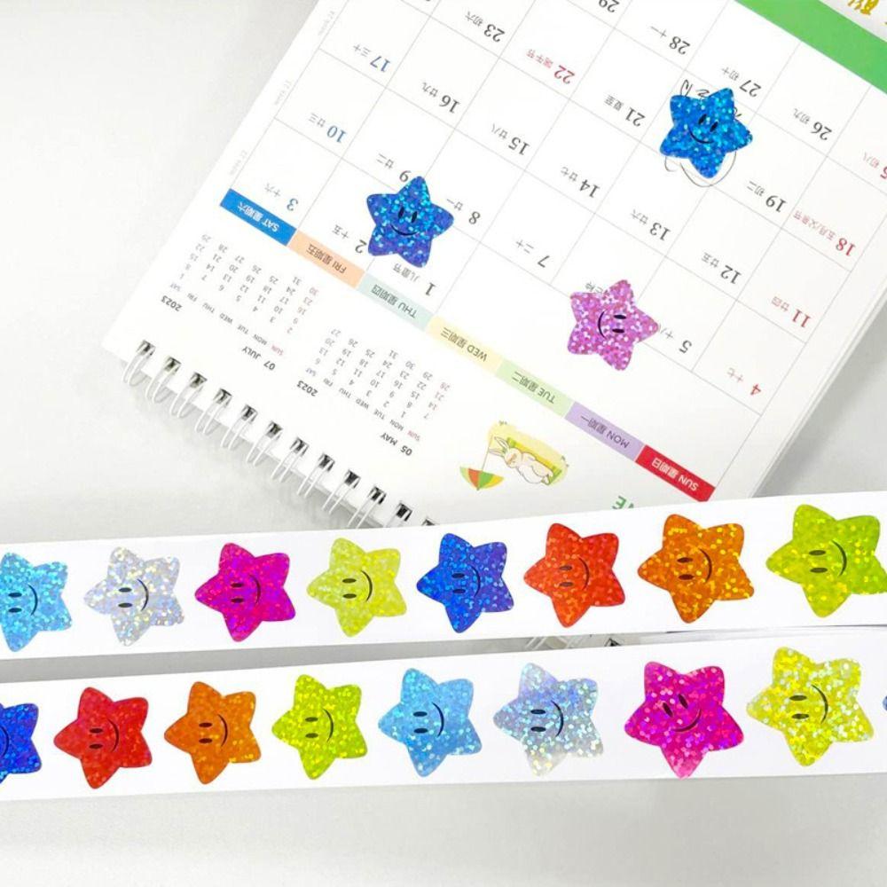 500pcs/roll Office Stationery Colorful Glitter Star Stickers Teacher Encouragement Supply  School