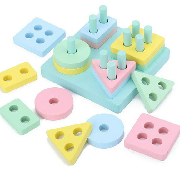 

Монтессори Геометрические Кольца и Фигуры для Складывания - Развивающая Игрушка для Младенцев и Детей