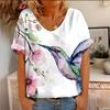 Forest Bird 3D Print T-shirts Women's Peacock Y2K Tops Woman V-neck Streetwear T Shirt Female Oversized Tees Harajuku Clothing
