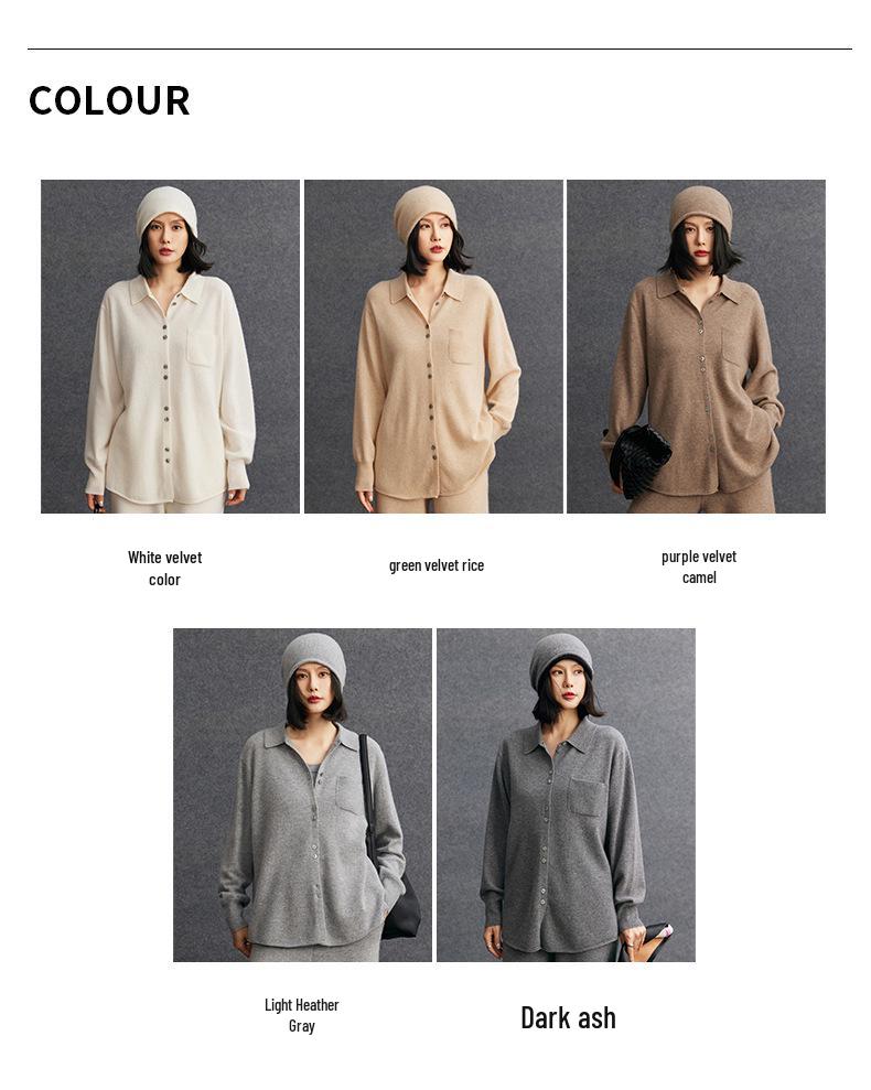 Autumn/Winter 2026 Women's Cashmere Polo Collar Knit Cardigan