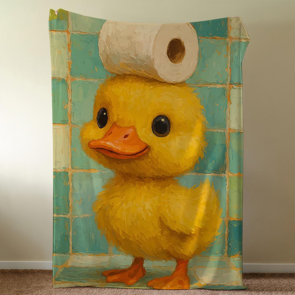 Duckling With Toilet Paper Hat Blanket Throw Super Cosy Plush Living Room Sofa Couch Childish Birthday Gifts