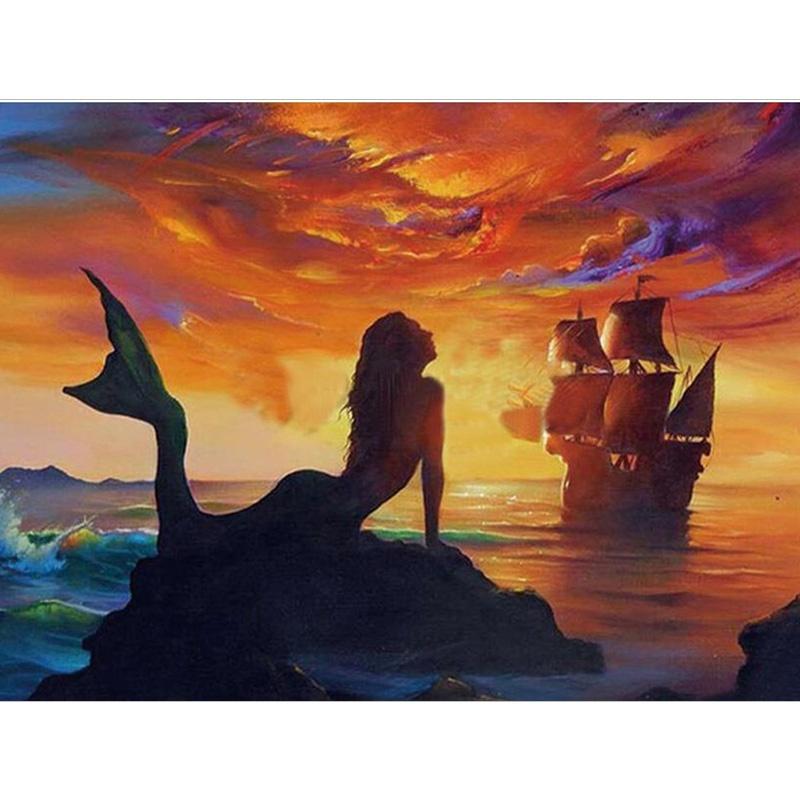 

Алмазная вышивка Русалка Мультфильм Ручная Алмазная картина Рукоделие Мозаика Вышивка крестом Full Square 20X30CM