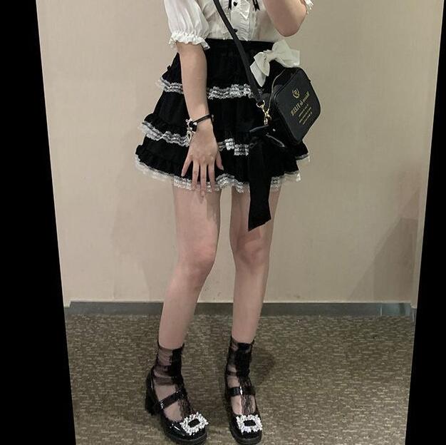 Lolita Bustier Cake Dress Dark Girly Lace Layered Lace Skirt