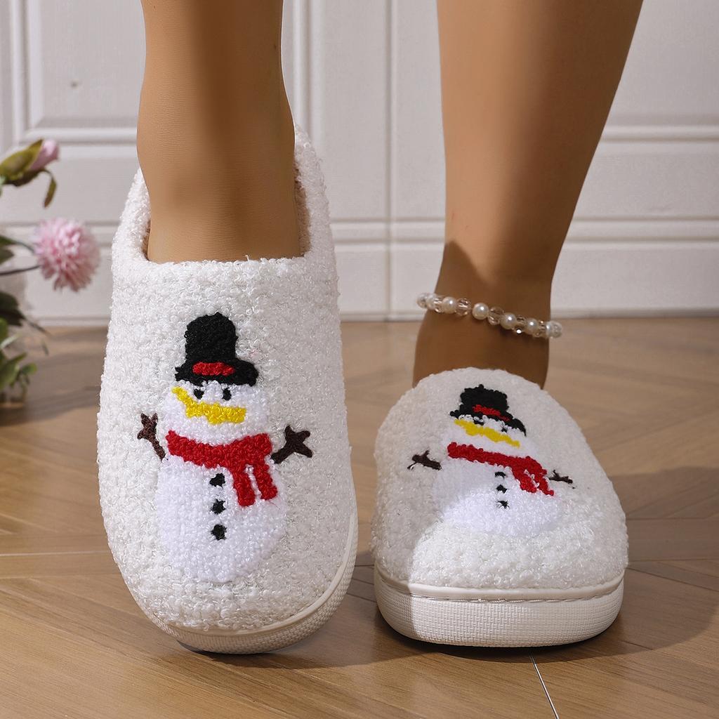 Fashion Christmas Women Slippers Cute Gingerbread Winter Warm Slides Couple Houseshoes Men Bedroom Flat Soft Sole Home Shoes for Gift