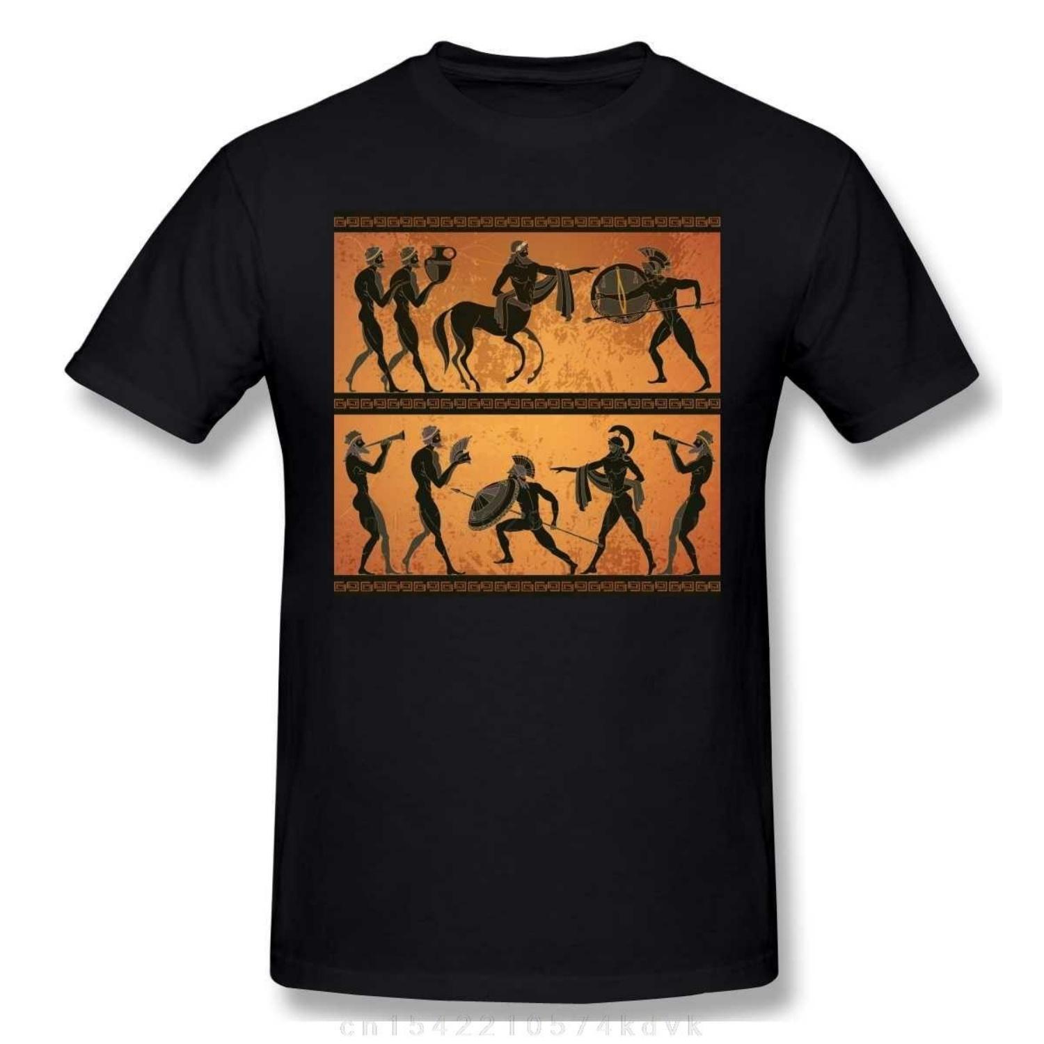 Men Tshirt Summer Tops for T Shirt Men Short Sleeve Ancient Greece Scene With Black Figure Ancient Greek MythologyT-Shirt S чёрный