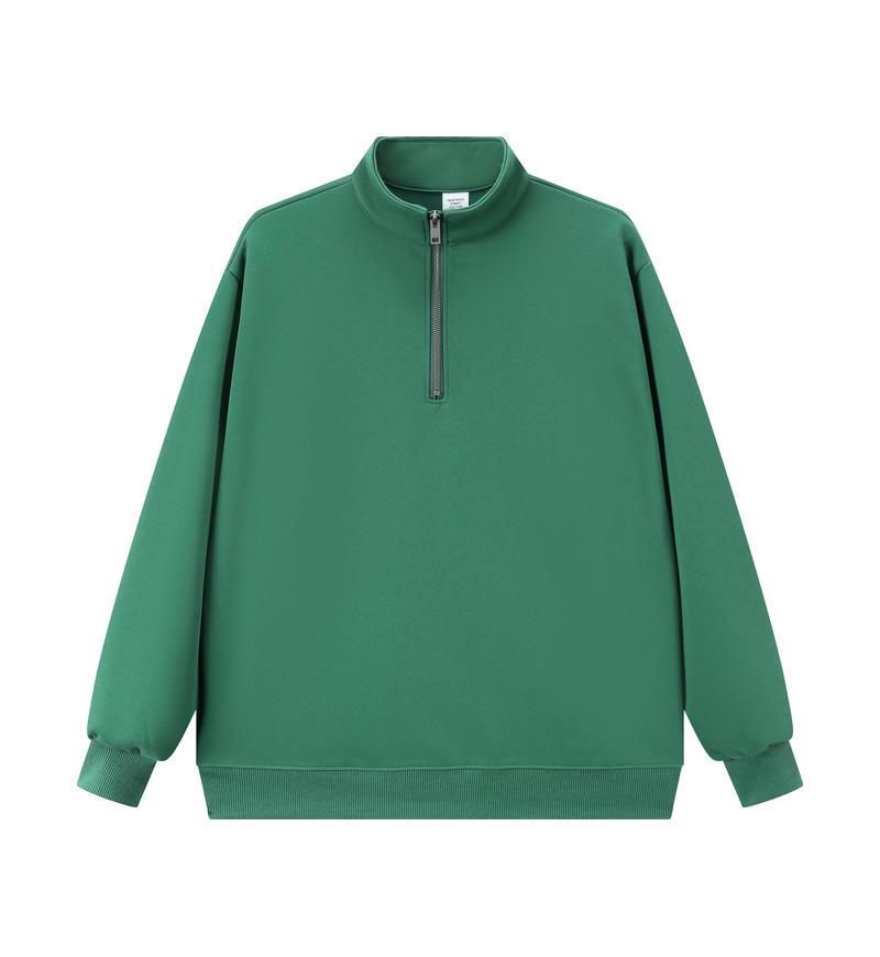 320g Stand Collar Half-Zip Unisex Hoodie - Trendy Loose Fit American Style