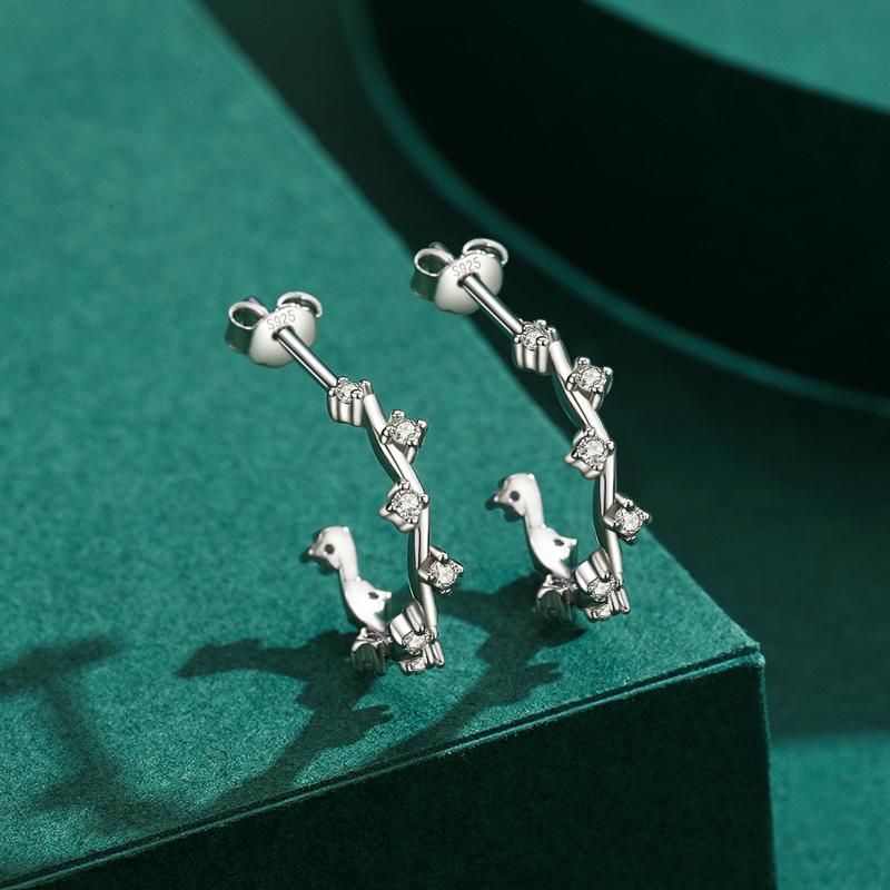 MODIAN 925 Sterling SIlver Geometric Line Dazzling Clear CZ Cassic Stud Earrings For Women Wedding Engagement Jewelry Gifts