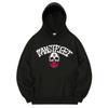 Khb0165 Lettering Cocktail Skull Fleece Hoodie Black