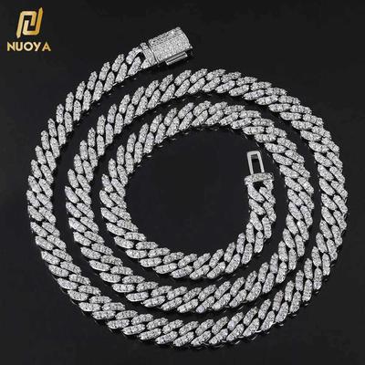 8mm Hip Hop Jewelry Diamond Iced Out Silver Thick Cuban Link Chains for Girl Cuban Necklaces Women