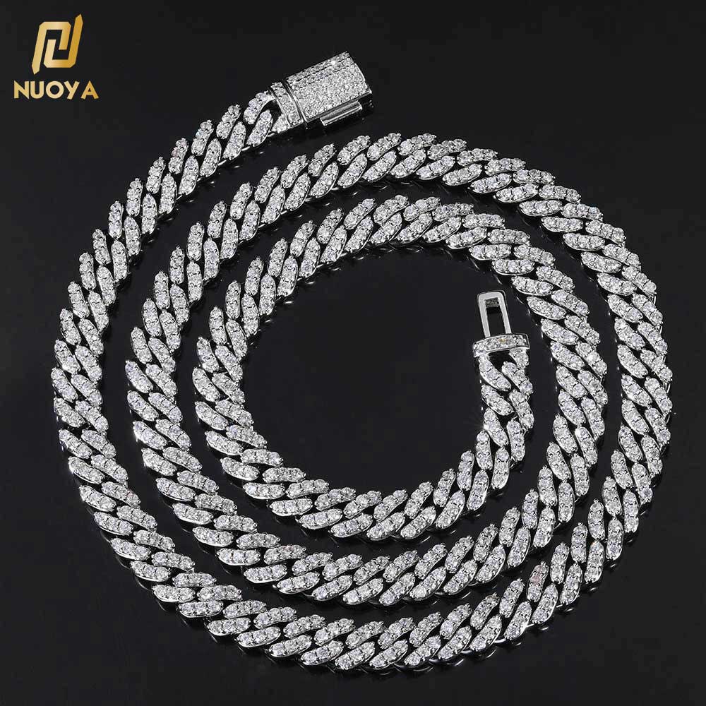 8mm Hip Hop Jewelry Diamond Iced Out Silver Thick Cuban Link Chains for Girl Cuban Necklaces Women