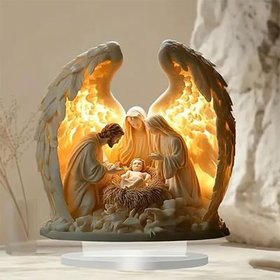 Sacred Heart Of Jesus Angel With Base Acrylic Traditional Religious Art Desktop